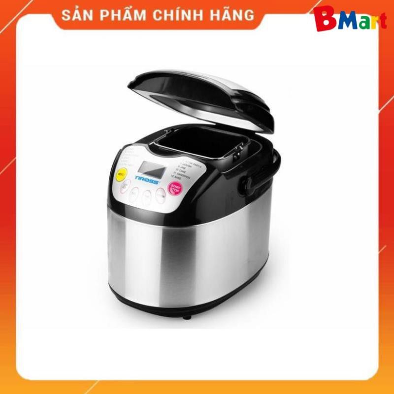 [FreeShip] Máy làm bánh mỳ Tiross TS821 12 chức năng, thân inox, 600W [ hàng chính hãng - BH 12 tháng ]