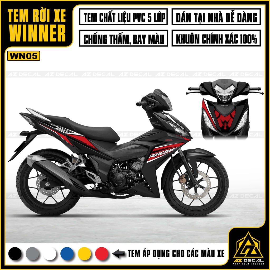 Tem Rời Xe Máy Winner V1 Racing 150 | WN05 | Decal PVC 5 Lớp Cao Cấp Chống Nước
