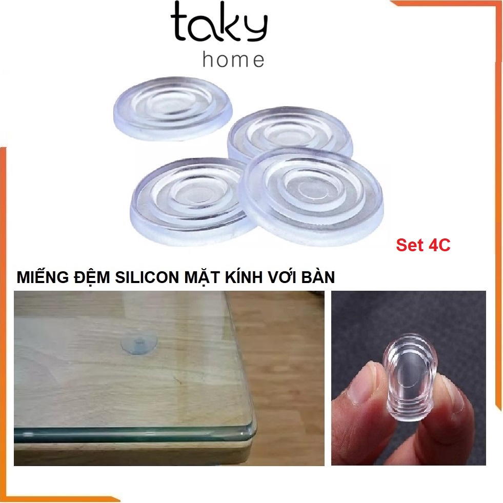 Đệm Silicon Lót Giữa Kính Và Mặt Bàn, Miếng Đệm Kê Kính Mặt Bàn, Chống Xê Dịch Và Trơn Trượt Mặt Kính - TakyHome 5505