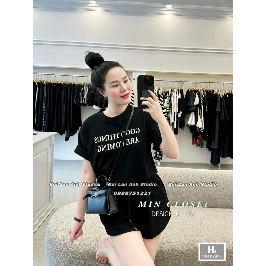 Set đồ nữ bộ quần áo cộc chất cotton đẹp, mềm mịn cổ tròn dáng áo ngắn croptop in hình thời trang mẫu mới hè 2023
