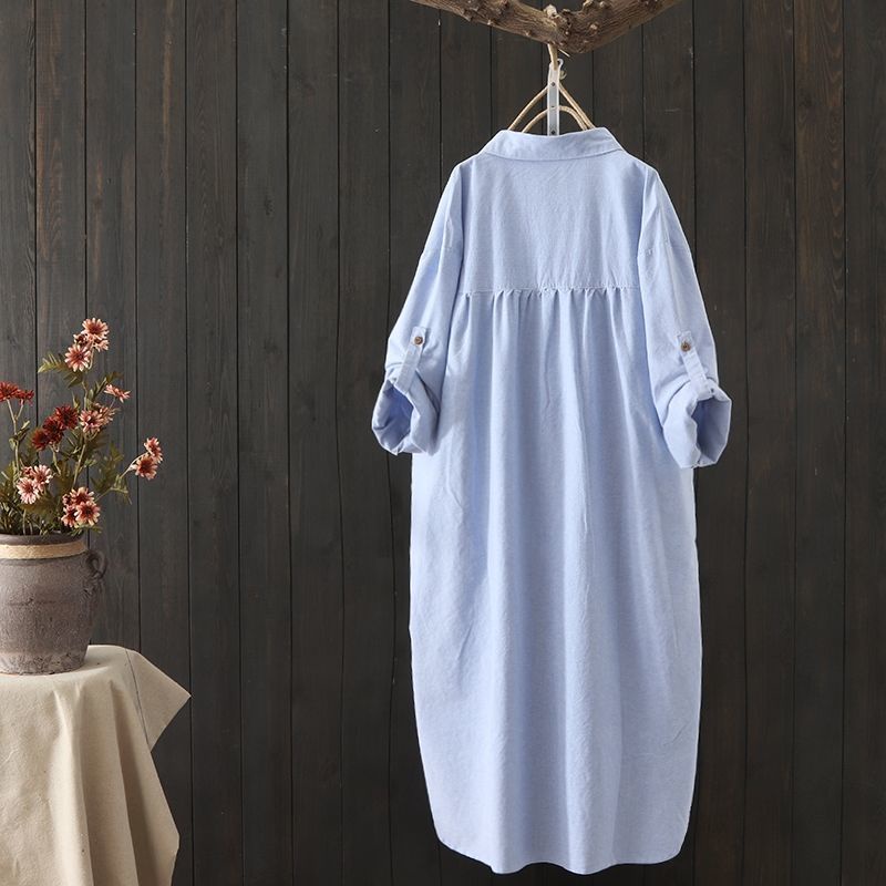 Áo Sơ Mi Nữ Rộng Dài Trung Bình Thêu Hoa Mùa  Phong Cách Mới