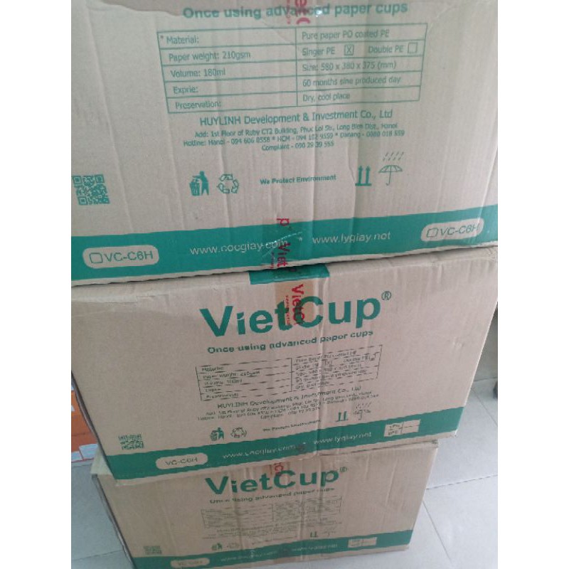 [Nowship] Ly Giấy Vietcup Túi (50 cái 145/180/210ml)-Cốc uống nước không nắp