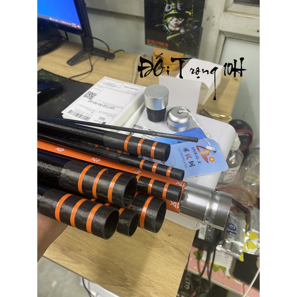 Cần Câu Tay Bạch Kinh Thiên 6H,8H,10H màu cam tặng kèm ngọn,(bảo hành 1 lóng trừ lóng gốc)