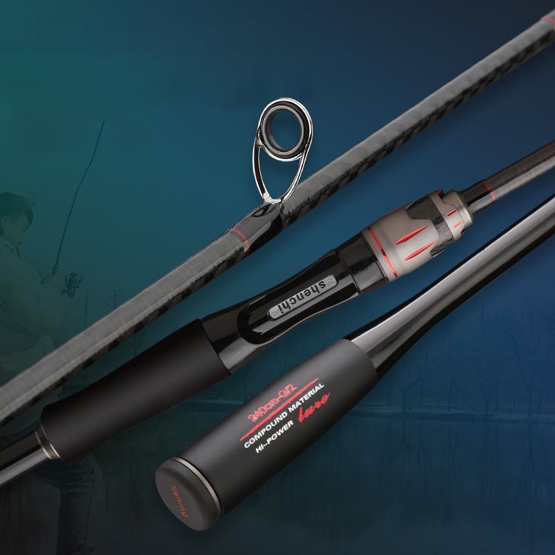 Cần câu Lure máy ngang và đứng Carbon Hi Power đầu bu chống xoắn CM22