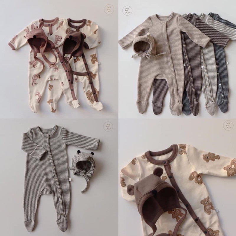 Set jumpsuit liền bàn kèm mũ Peekaboo🇰🇷