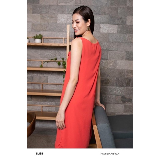 Đầm cam phối hoa màu cam tôn da sz S Elise