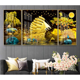Tranh treo tường tráng gương bóng kiếng phong thủy thuận buồm xuôi gió hiện đại sang trọng HD 160x80 cm 11-11-2020