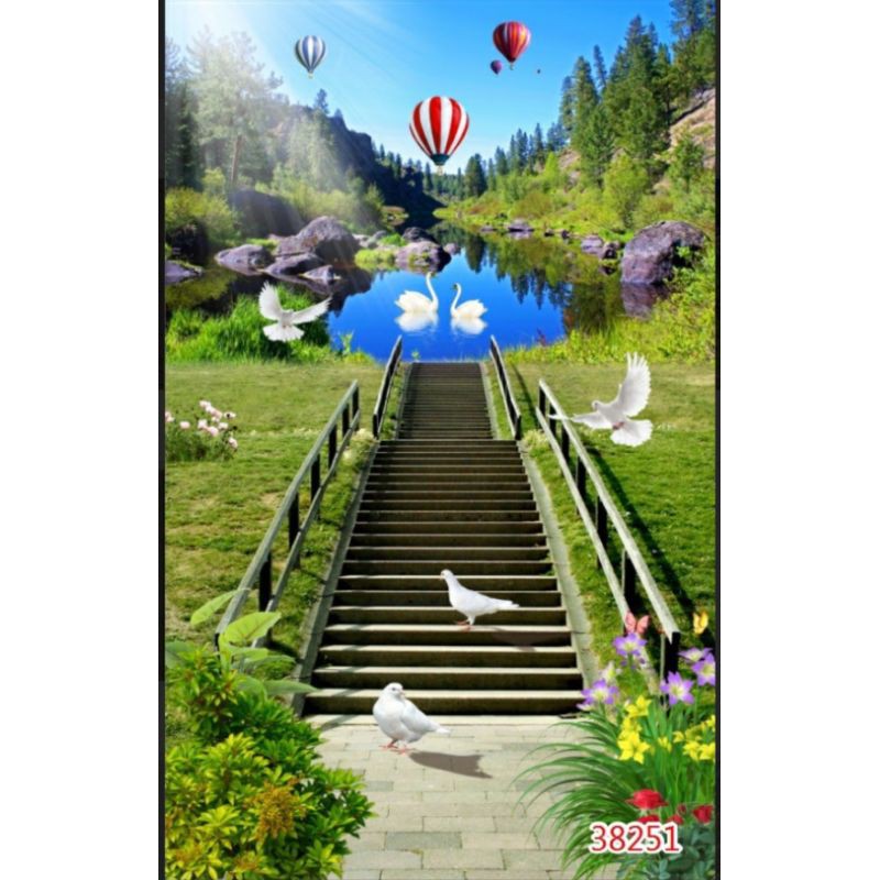 tranh 3D dán kính 2 mặt 60x120cm