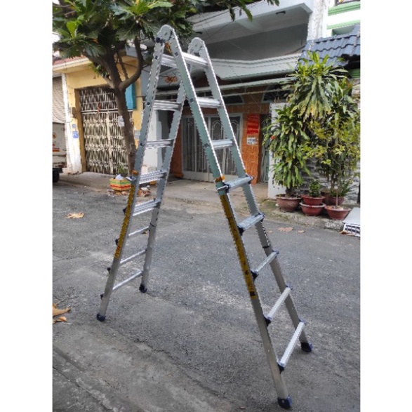 Thang nhôm gấp trượt chữ A POONGSAN PS45, chữ A cao nhất 2,65m, chữ I cao nhất 5,57m, tải trọng 120kg, nhập Hàn Quốc