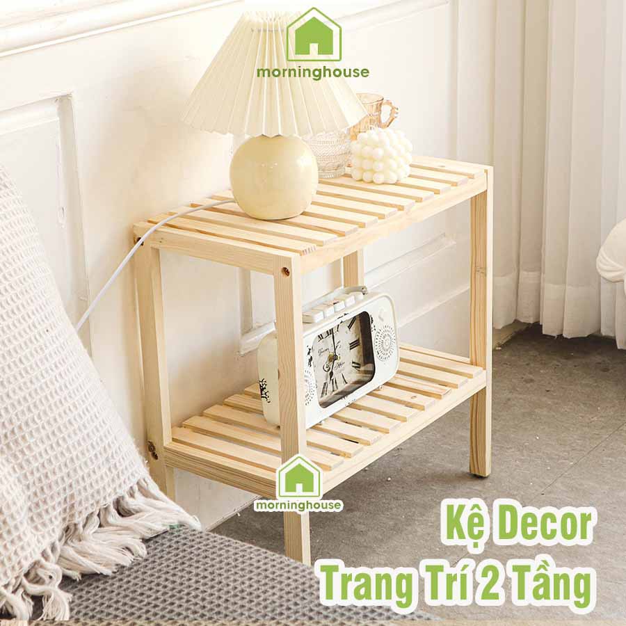 [Mã LIFEBKM1 giảm 10% tối đa 1 triệu đơn từ 500k] Kệ gỗ decor trang trí 2 tầng 50cm