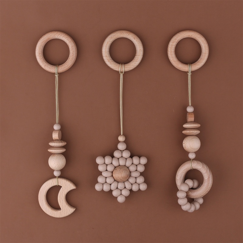 Đồ Chơi Lục Lạc Bằng Silicone Đính Hạt Treo Xe Đẩy Em Bé