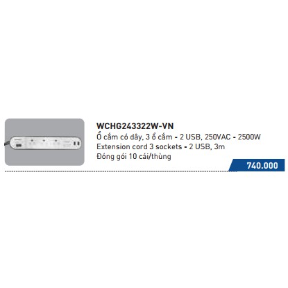 Ổ Cắm Nối Dây Panasonic WCHG243322W-VN