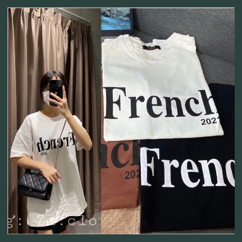 Áo Phông In Chữ trước ngực Nữ Nam, Áo Thun Tay Lỡ Oversize From Rộng Basic