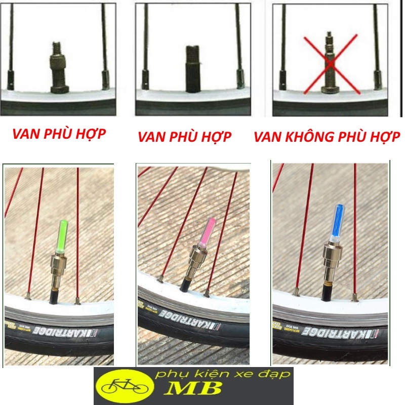 Đèn nháy cảnh báo gắn van xe đạp thể thao nhiều màu sắc