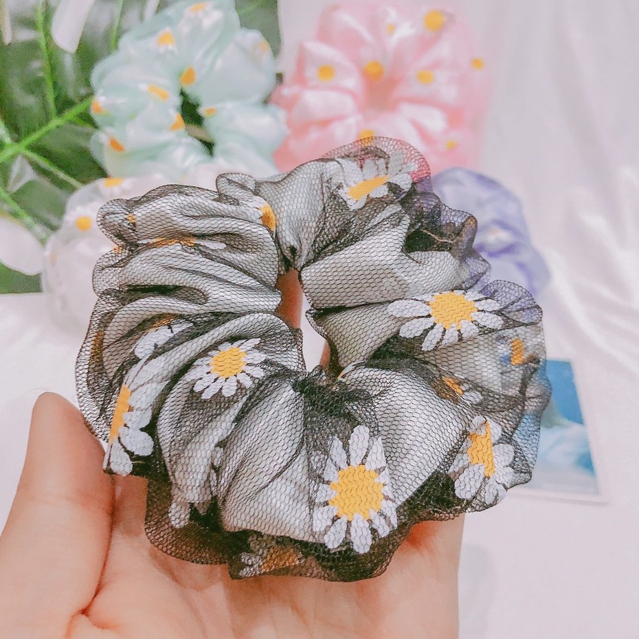 Scrunchies Dây Buộc Tóc Hình Hoa Cúc Thời Trang Hàn Quốc DAHABOO SC01