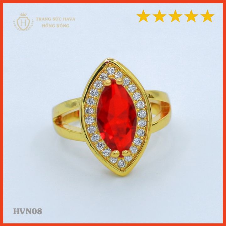 Nhẫn Nữ Titan Xi Mạ Vàng Non 24k Cao Cấp, Nhẫn Nữ Đính Đá Phong Cách Thời Trang Cá Tính - HVN08