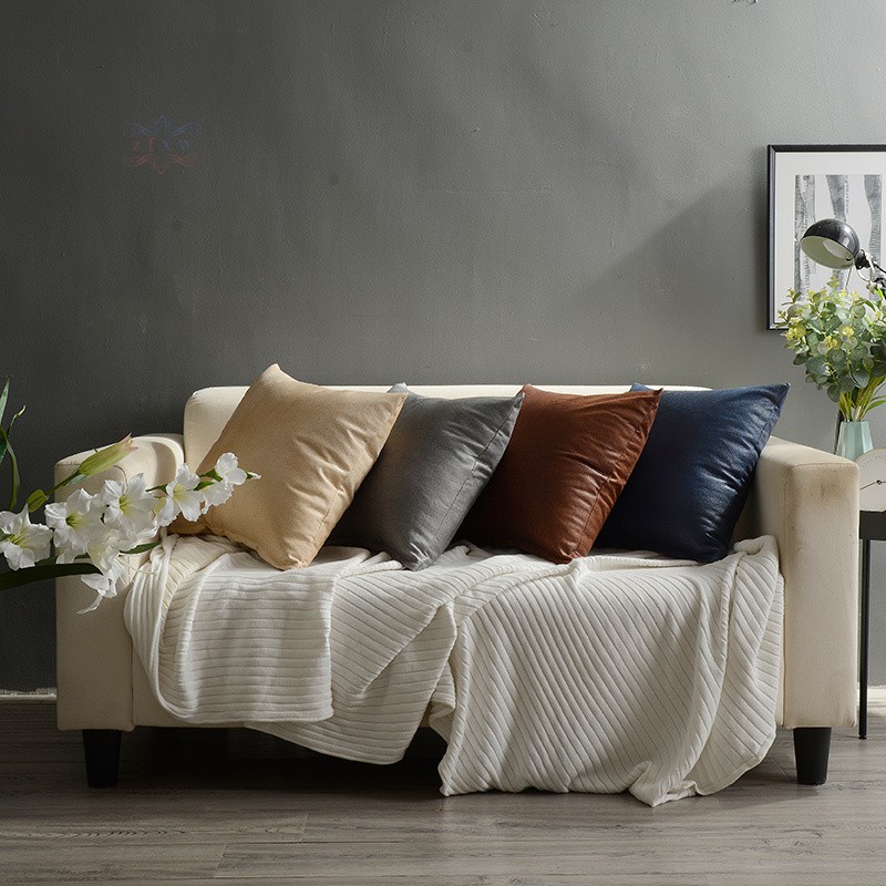 VN (Hàng Mới Về) Áo Gối Vuông Giả Da Trang Trí Sofa Phong Cách Hiện Đại