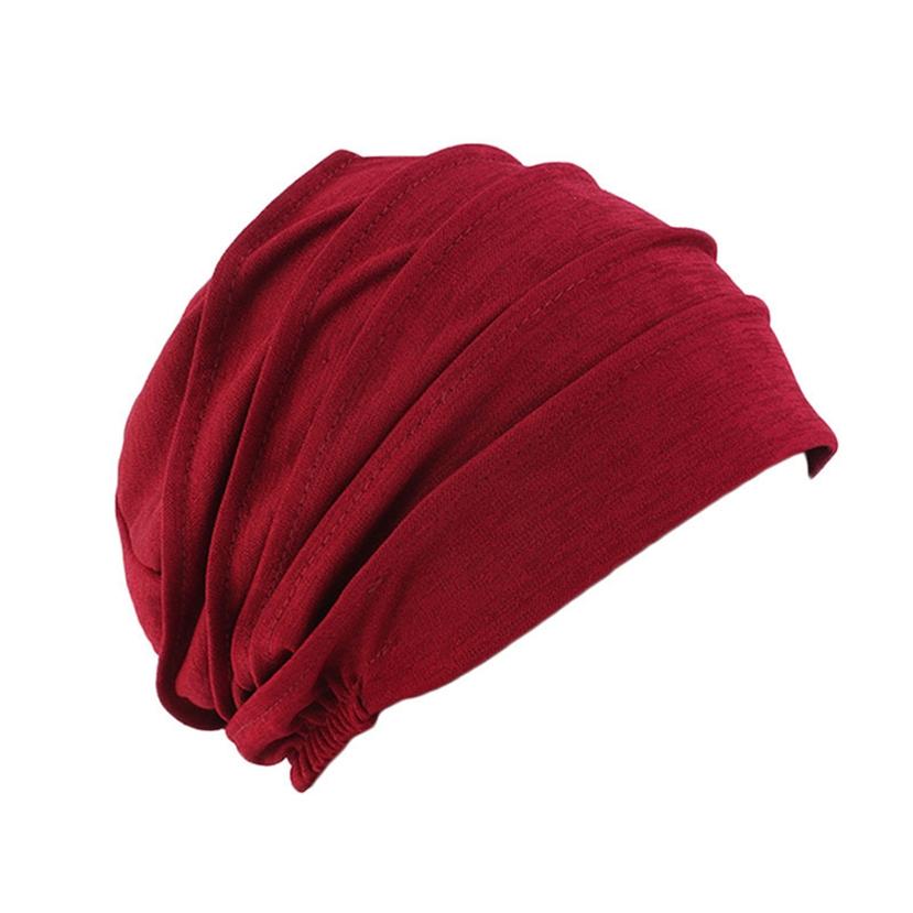 Phụ nữ mũ trùm đầu hijab mũ khăn xếp 1pc mũ trùm đầu ung thư chemo cap màu rắn
