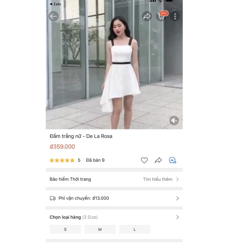 Thanh lý & Pass - Đầm trắng nữ De La Rosa