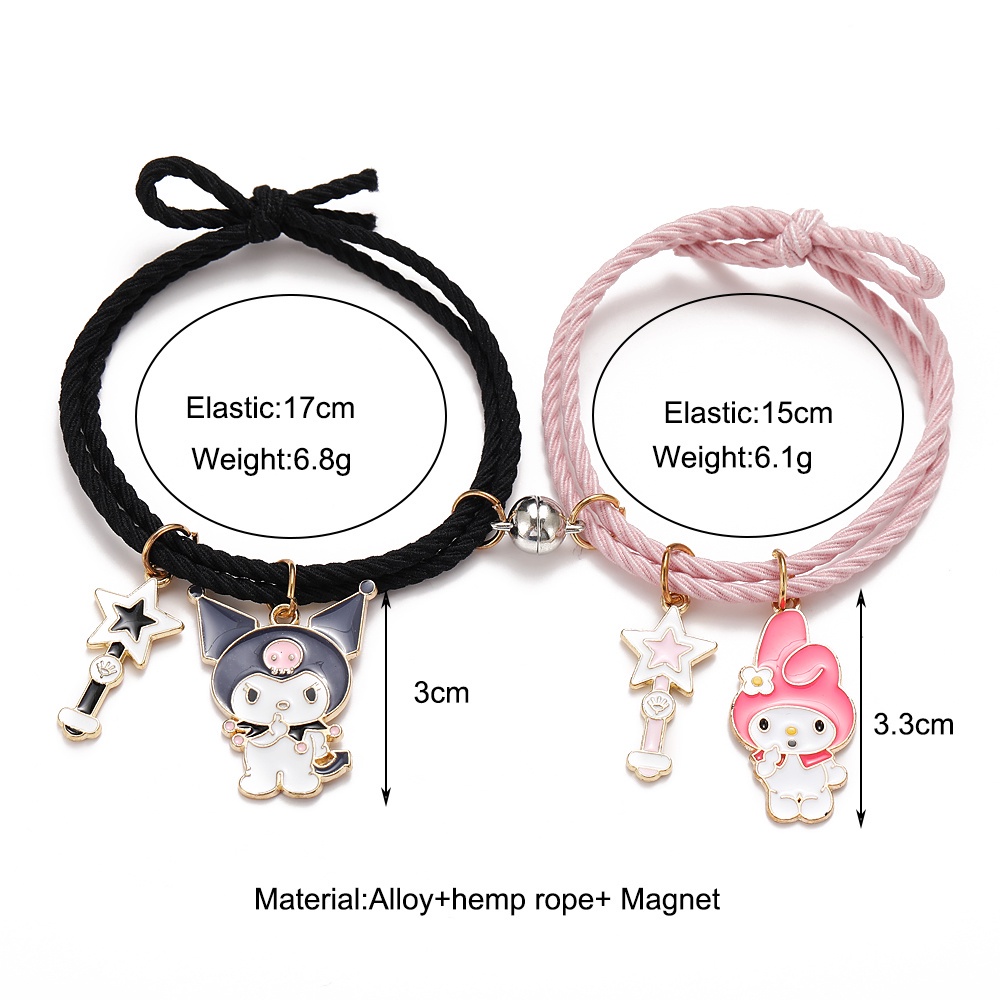 Set 2 Vòng Tay Dây Buộc Tóc Từ Tính Mặt Hình Thú Hoạt Hình Phong Cách Hàn Quốc Cho Nữ