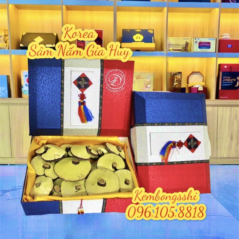 Nấm Linh Chi Vàng Hộp Quà Cờ Hàn Quốc, Hộp 1kg