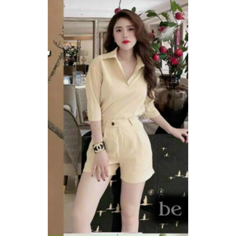 Set đồ nữ thiết kế đơn giản siêu thanh lịch gồm áo tay lỡ và quần ngắn | BigBuy360 - bigbuy360.vn