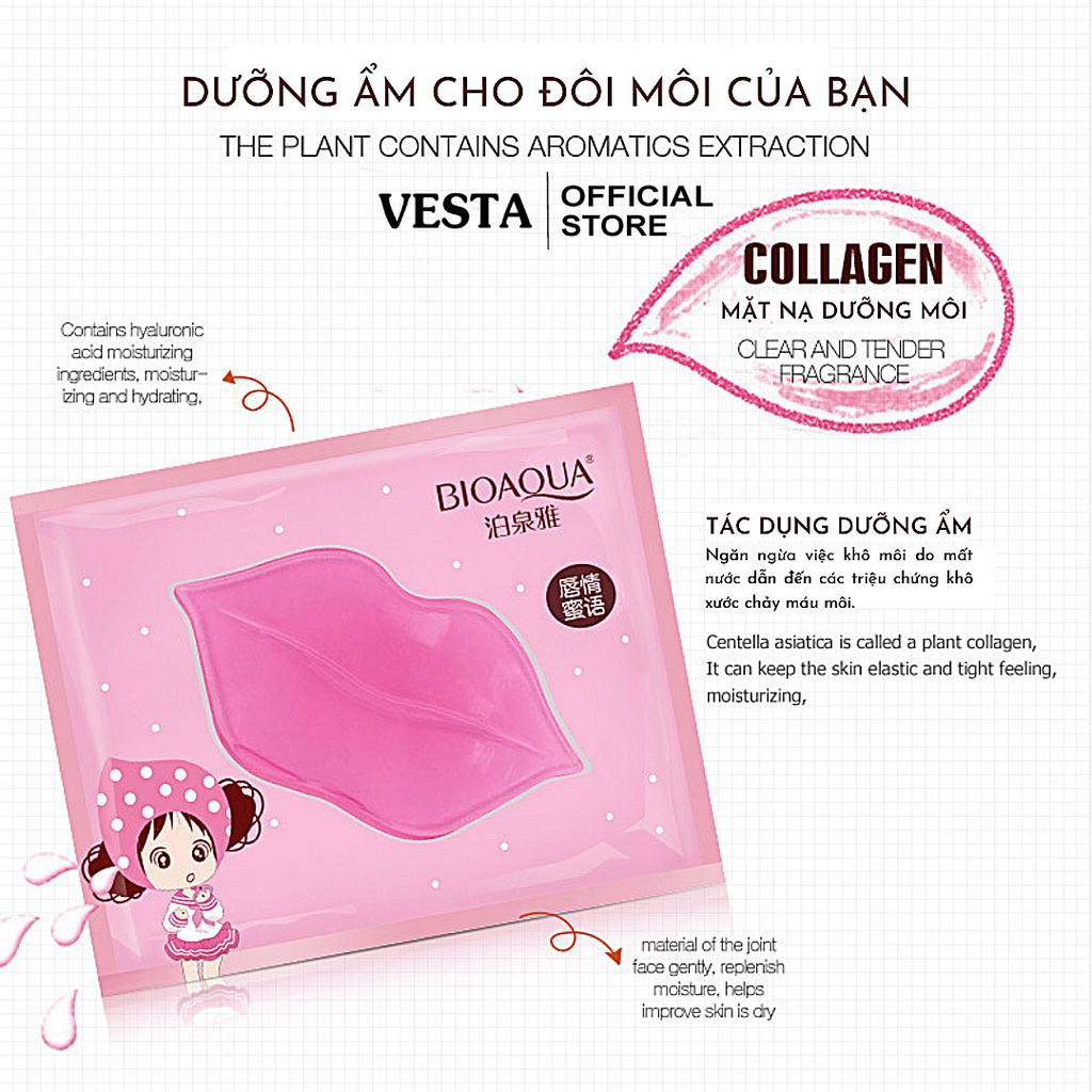 Mặt Nạ Dưỡng Môi Collagen Nội Địa Trung Bioaqua Images Giảm Thâm Môi Làm Mềm Môi