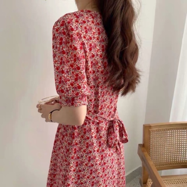 Váy hoa nhí vintage ngắn tay sắc màu🌸 VKE7012 Hàng Quảng Châu | BigBuy360 - bigbuy360.vn