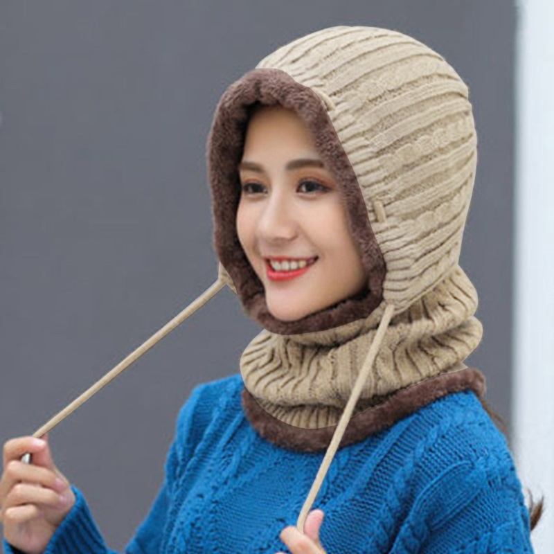 Mũ trùm đầu che phủ tai giữ ấm thời trang mùa đông tiện dụng cho nữ