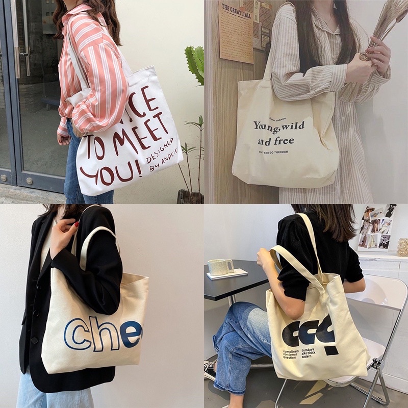 Túi tote , túi vải CANVAS đựng đồ cỡ Lớn phong cách Hàn Quốc