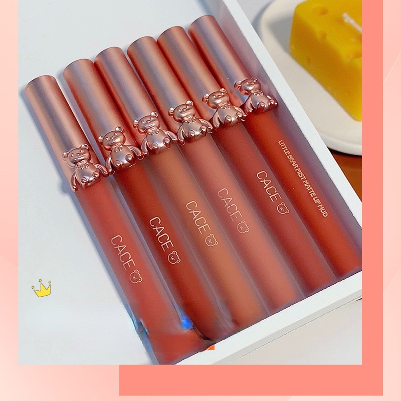 Son Kem Lì Kháng Nước Mềm Mịn Như Nhung Thiết Kế Hình Chú Gấu Dễ Thương Thương Hiệu CACE