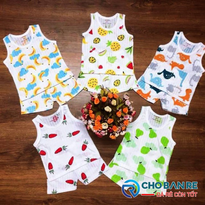 BỘ BA LỖ COTTON GIẤY CHO BÉ 4-16KG