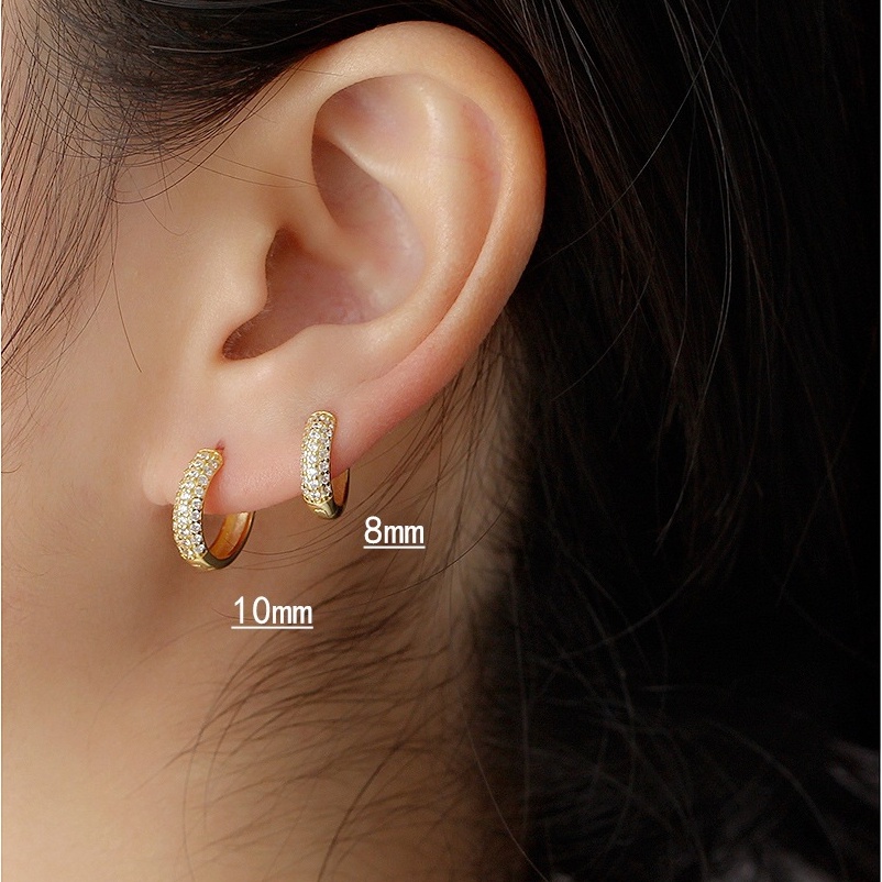 Bông Tai Mạ Bạc 925 Đính Đá Zircon Thời Trang Cho Nam Nữ