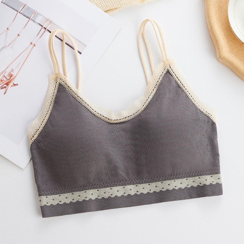 Áo Ngực Thể Thao Nâng Ngực Phối Ren Màu Trơn Dành Cho Nữ