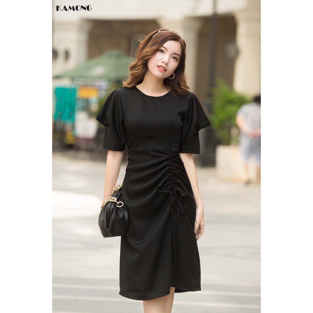 Đầm rút tùng tay đổ KAMONG D129