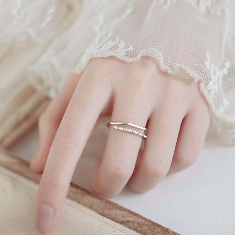 Nhẫn nữ hở freesize,hợp với mọi kích cỡ ngón tay,bạc Ý s925 hình đa giác J6677- AROCH Jewelry