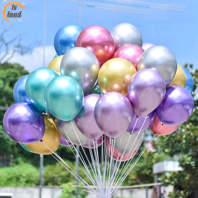 Set 10 Bong Bóng Kích Thước 10 Inch Bằng Crom Ánh Kim Dùng Để Trang Trí Tiệc Cưới/Sinh Nhật