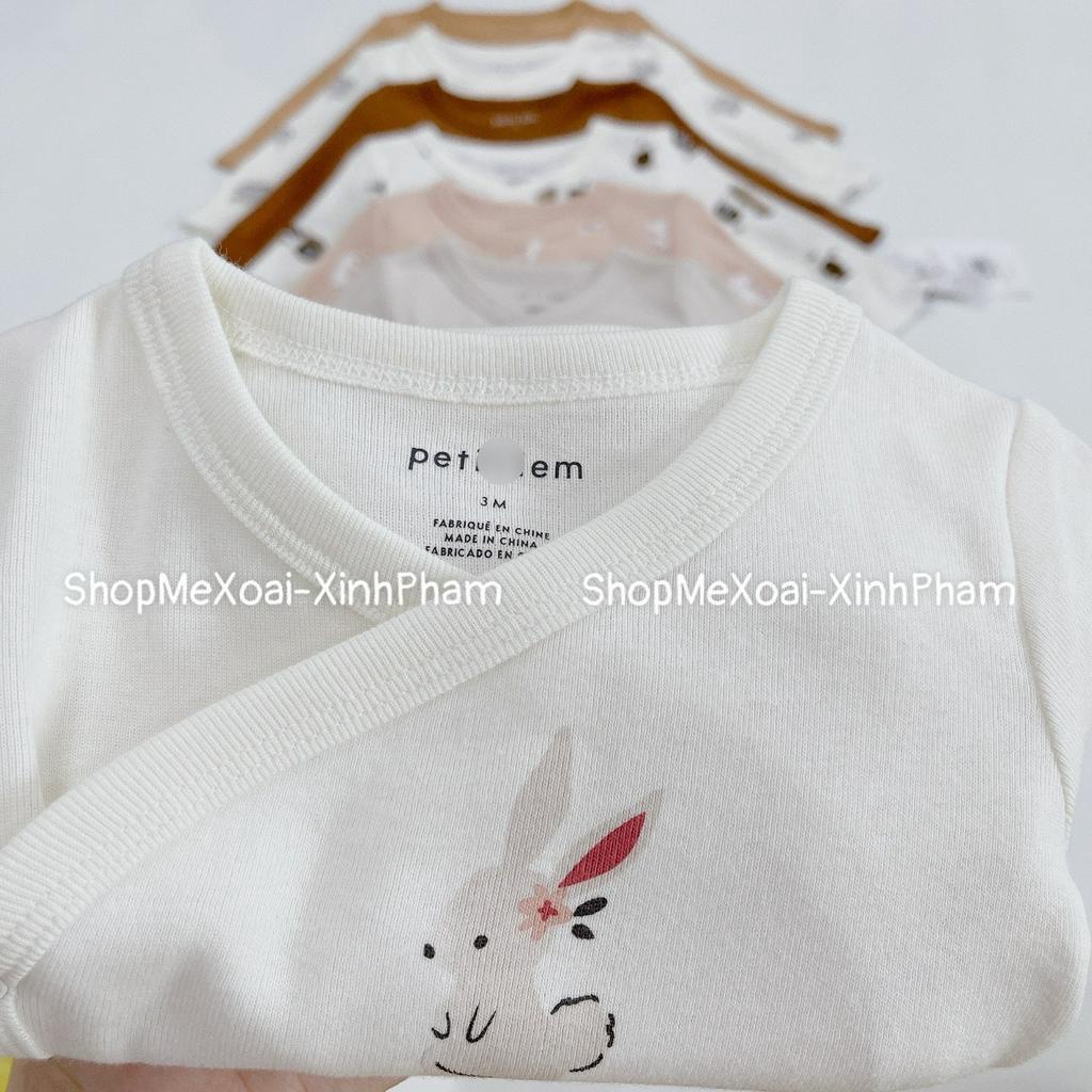Body chip Vạt chéo Organic cotton dài tay hiệu Petit...Lem xuất xịn hàng cao cấp Newborn,3M,6M,9M,12M