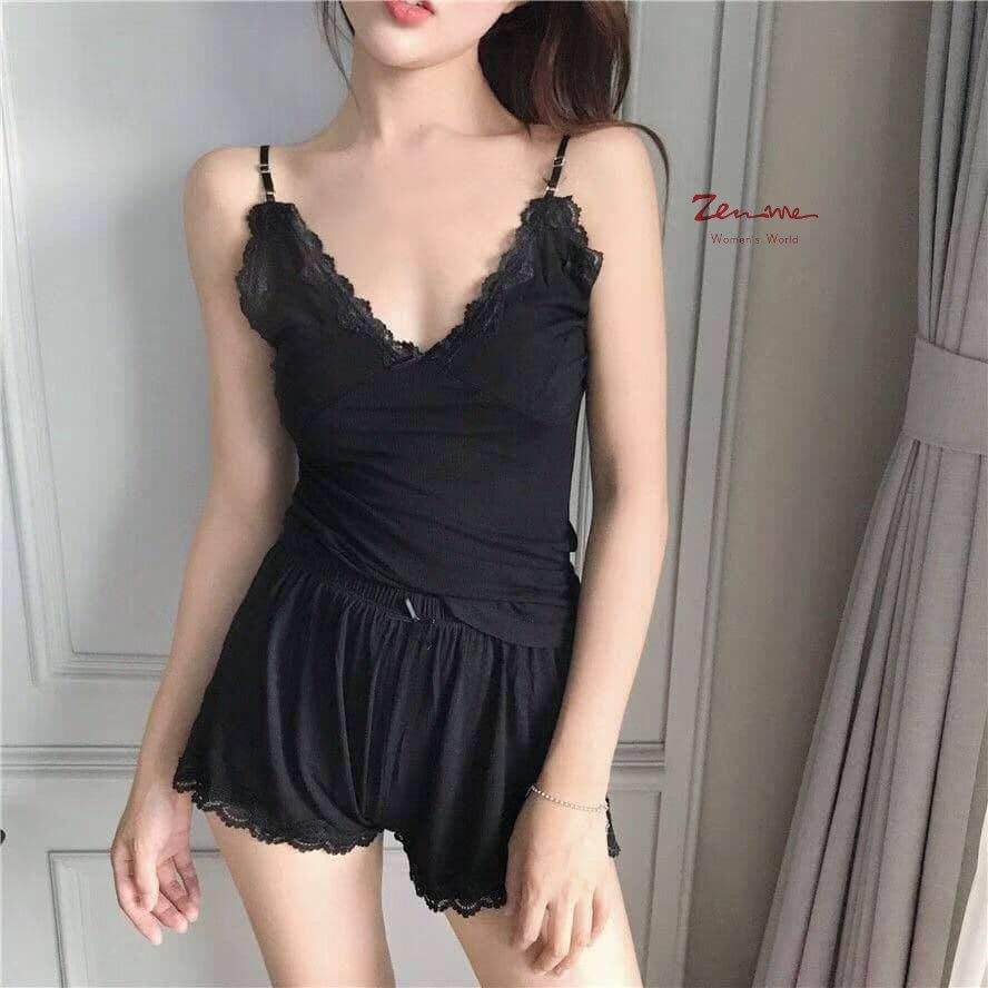 Bộ đồ ngủ Zen Me hai dây chất liệu thun cotton co giãn thoải mái, ôm dáng sexy | BigBuy360 - bigbuy360.vn
