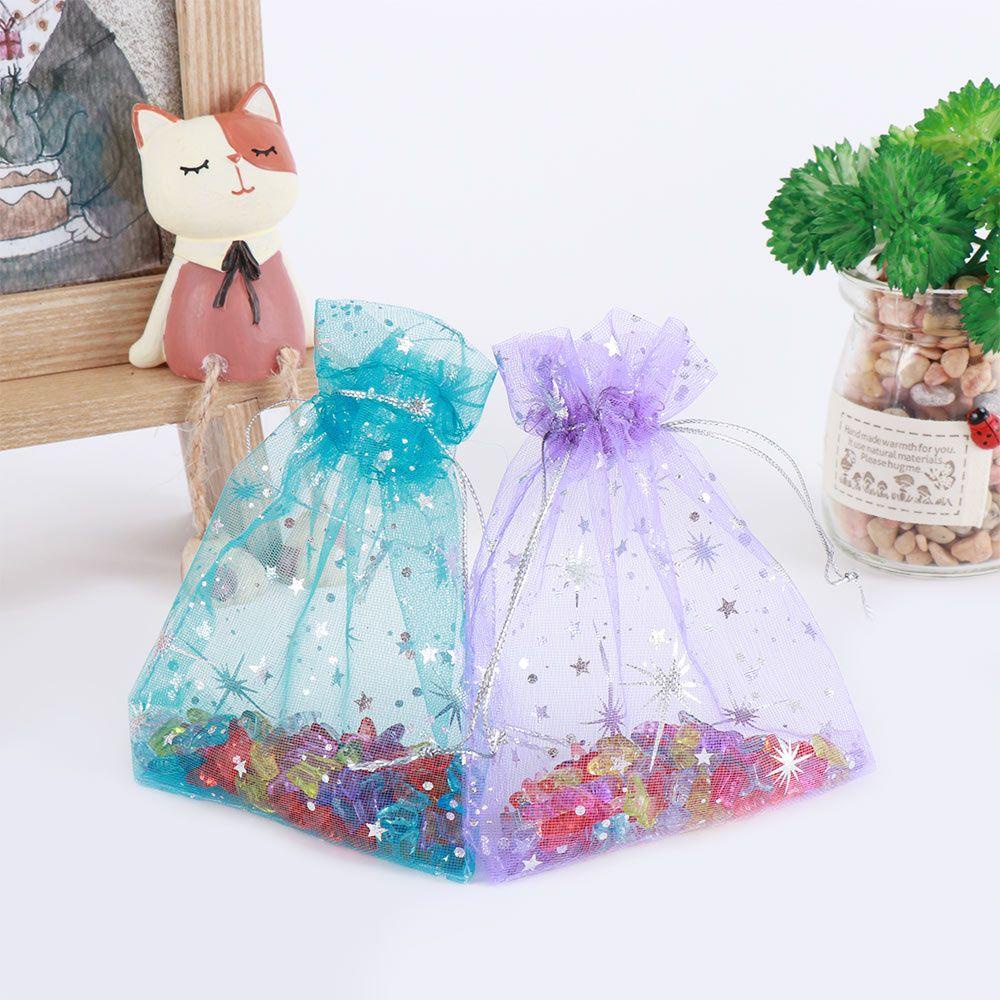 Túi Vải Organza 9 * 12Cm Họa Tiết Ngôi Sao Nhiều Màu Sắc Dùng Để Đựng Quà Cưới / Giáng Sinh