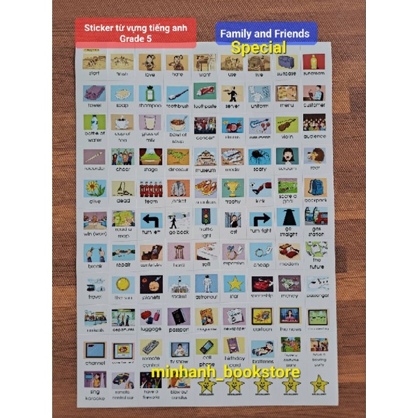Sticker từ vựng tiếng Anh Family and Friends Special Grade 5