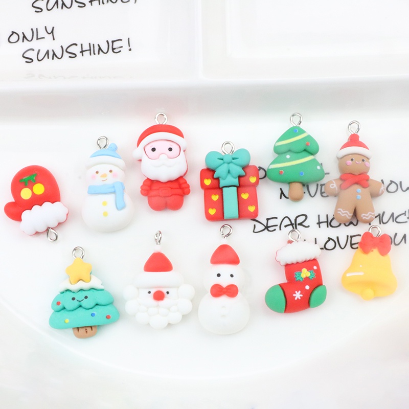 Bộ Phụ Kiện Làm Trang Sức Thủ Công diy Bằng Nhựa resin Chủ Đề Giáng Sinh Ông Già Noel Người Tuyết / Bốt / Chuông / Bông Tai