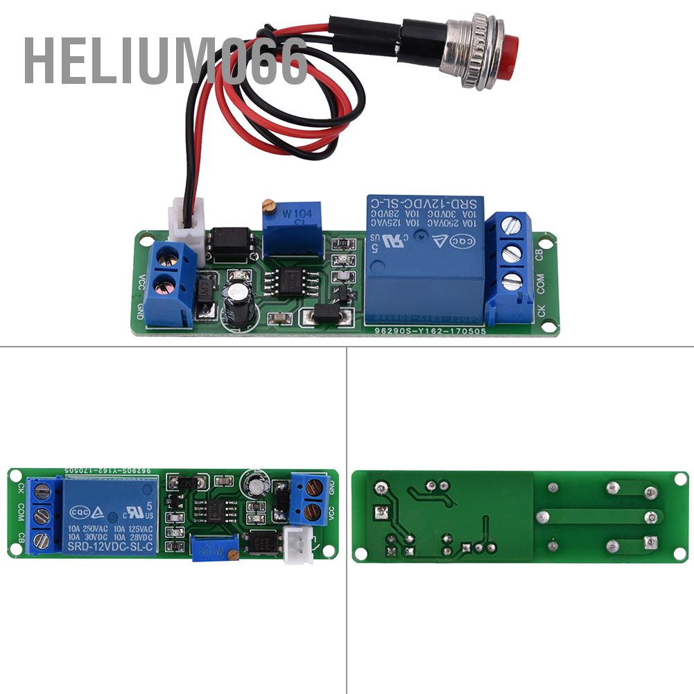 Độ trễ hẹn giờ điều chỉnh DC 12V Mô đun hẹn giờ có thể điều chỉnh độ trễ bật tắt điều chỉnh thời gian 1 ~ 10 giây Helium066