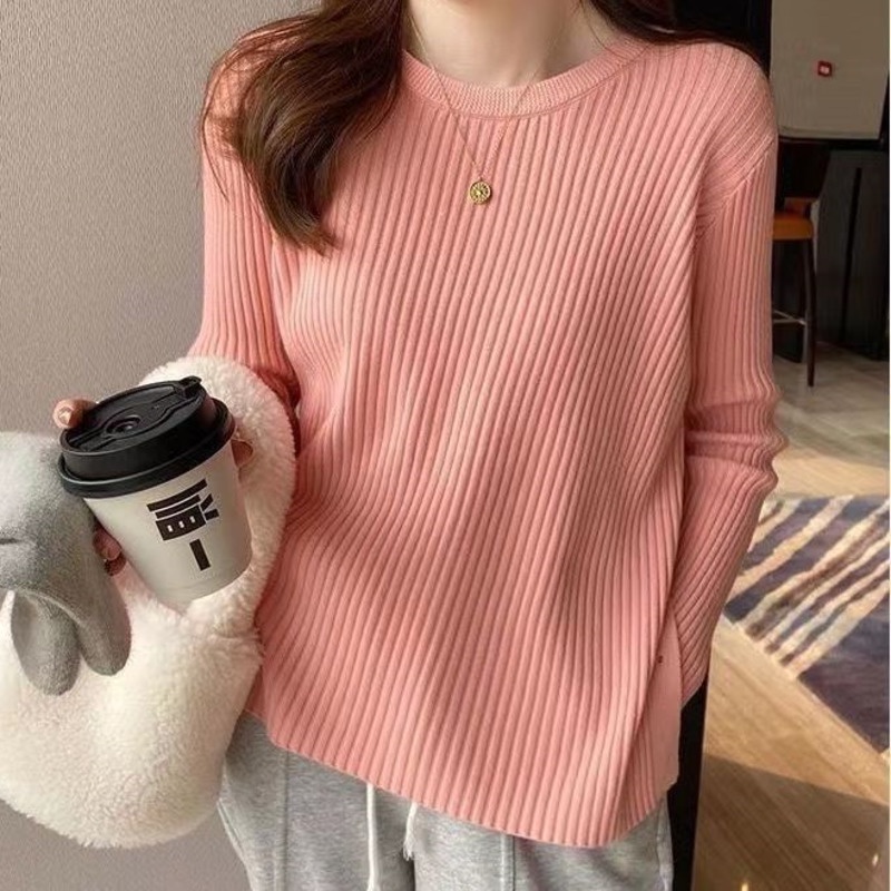 Áo Len Tay Dài Màu Trơn Xẻ Tà Đơn Giản Thời Trang Mùa Thu