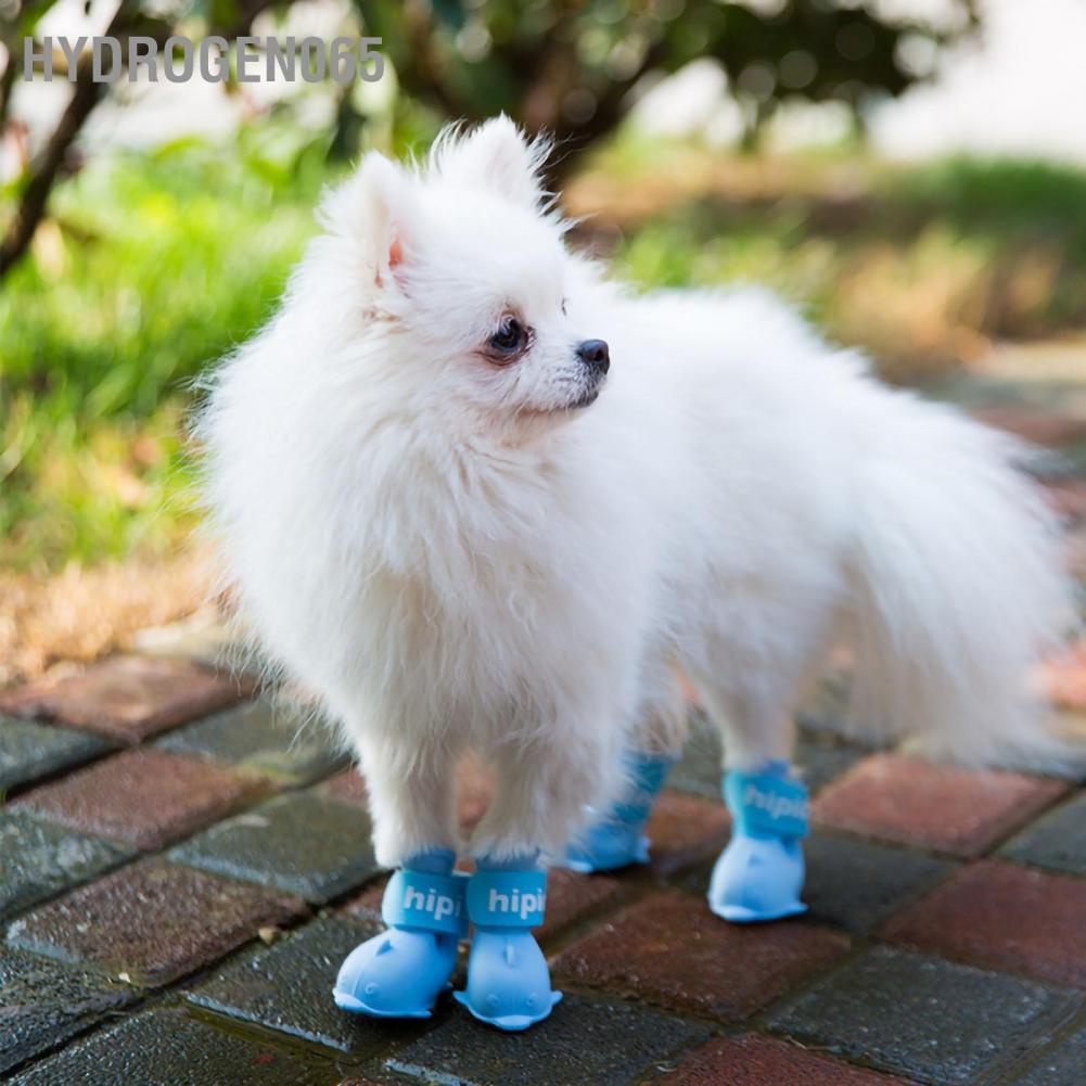 Bốt vật nuôi Dễ thương Phim hoạt hình không thấm nước Chó silicone Giày đi mưa có móc và vòng cho Pomeranian Bichon Teddy Hydrogen065