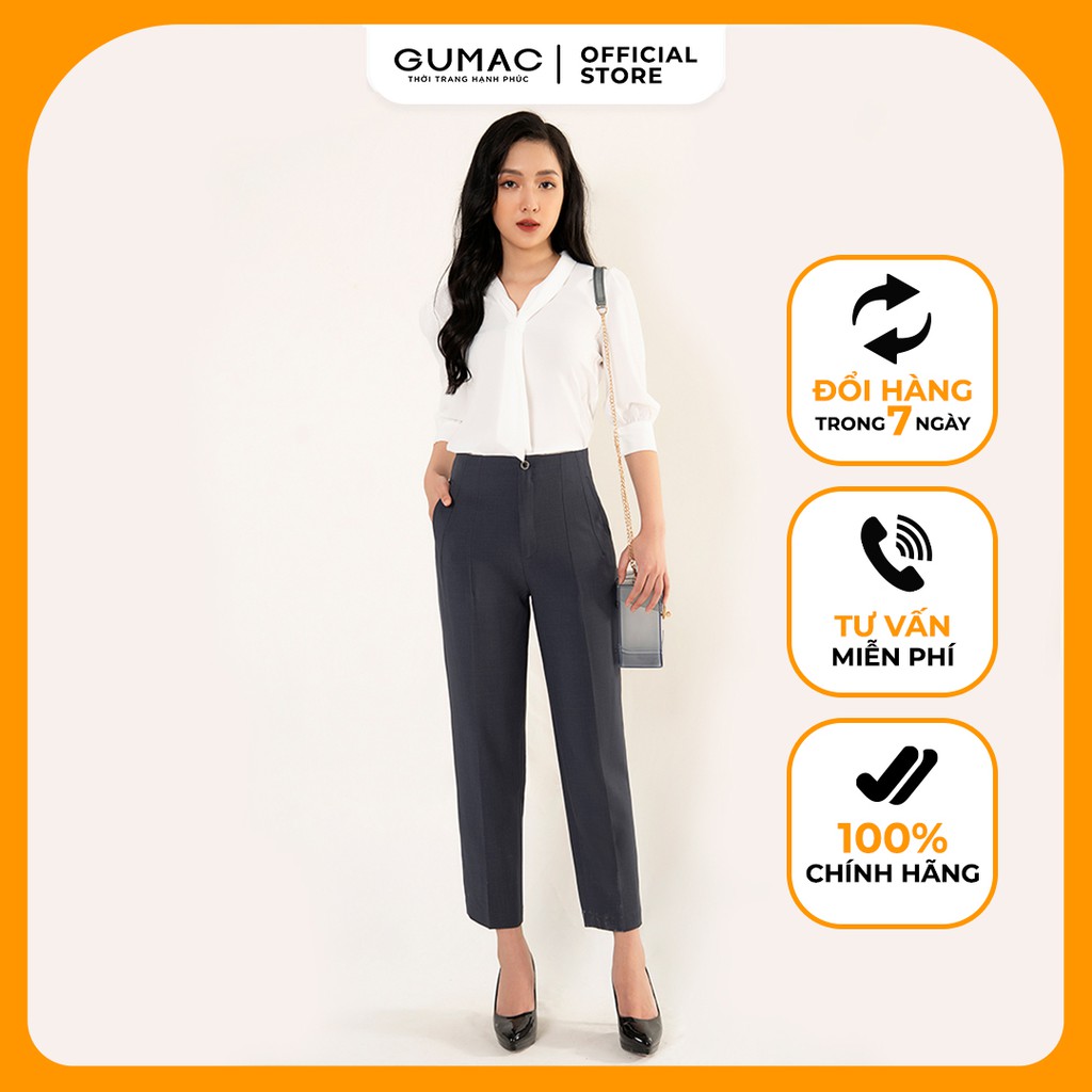 Quần baggy nữ cạp liền GUMAC đồ công sở thanh lịch QB3258