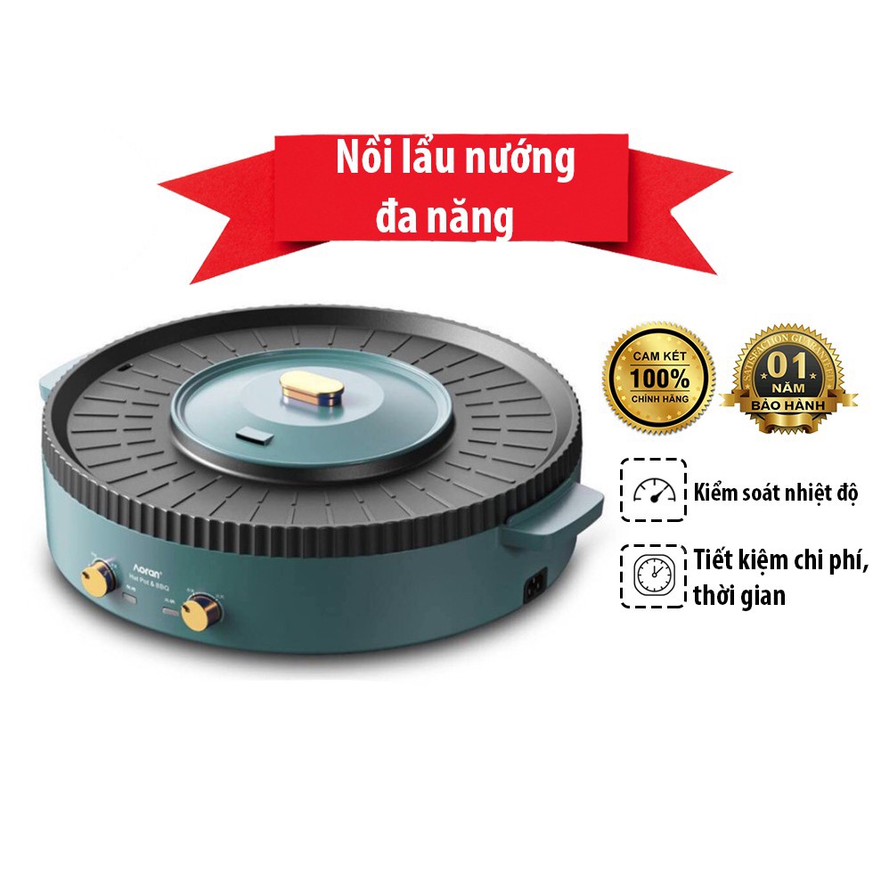 BẾP LẨU NƯỚNG KHÔNG KHÓI 2 TRONG 1 NINE SHIELD KB - 518 CÓ 2 MÂM NHIỆT ĐỘC LẬP TIỆN LỢI CHO GIA ĐÌNH