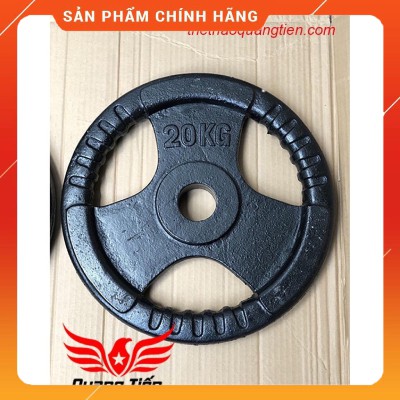 Tạ gang đĩa bánh tạ gang 20 kg sơn màu lỗ to phi 50