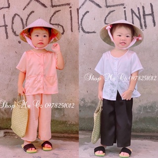 Bộ Bà Ba Cộc Tay Cho Bé Trai Bé Gái  Chất Lụa Mềm Mại