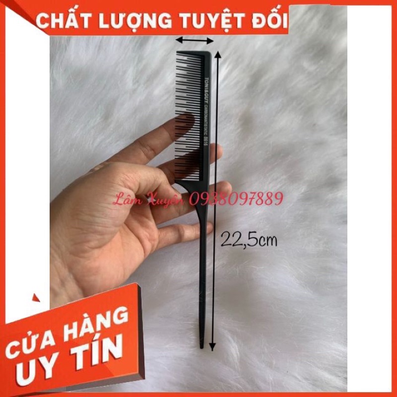 GIÁ RẺ Lược đuôi nhọn cán inox 06400 Toni Guy đánh rối đuôi nhựa, chịu nhiệt, kháng hoá chất, dễ vệ sinh giá rẻ salon